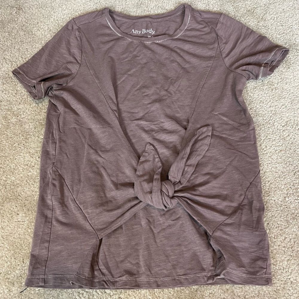 Any Body Oversized Tie front Tee Brown women's size XXS